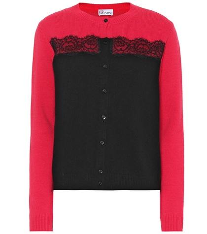 Redvalentino Lace-trimmed Virgin Wool Cardigan