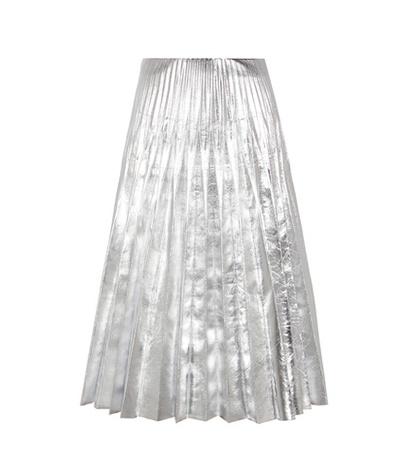 Gucci Metallic Pleated Leather Skirt