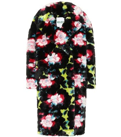 Kenzo Floral Faux Fur Coat