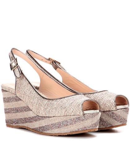 Jimmy Choo Praise Glitter And Canvas Wedge Sandals