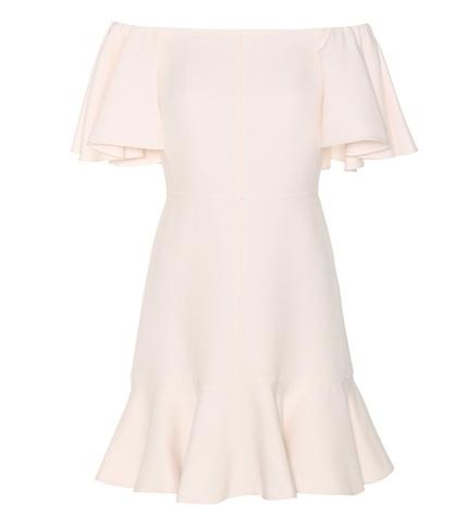 Tre Ccile Virgin Wool And Silk Crêpe Off-the-shoulder Dress