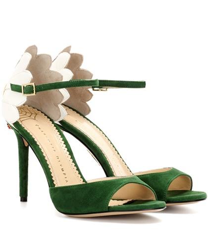 Charlotte Olympia Marge 100 Embellished Suede Sandals