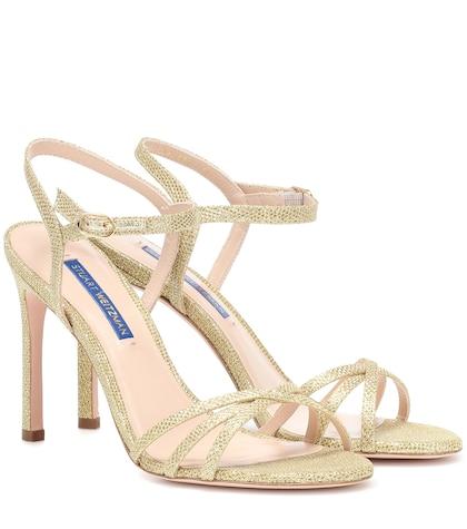 Stuart Weitzman Starla 105 Metallic Leather Sandals