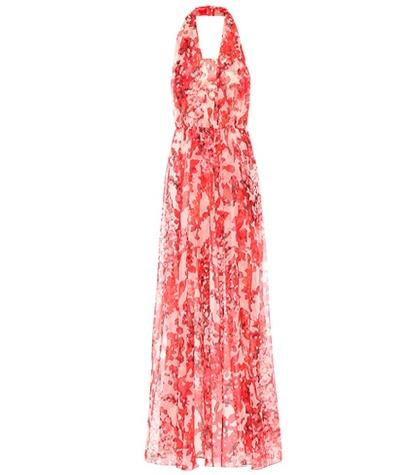Max Mara Floral Silk Halter Maxi Dress