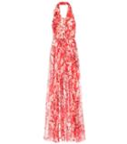 Max Mara Floral Silk Halter Maxi Dress