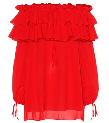 Alexander Mcqueen Ruffled Silk Top