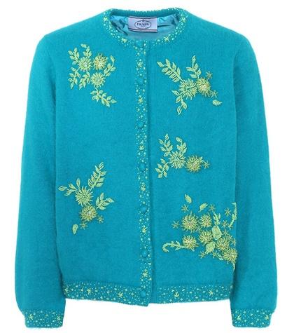 Prada Angora-blend Embellished Cardigan