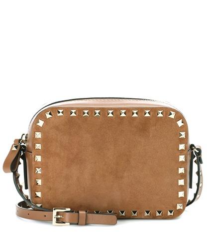 Valentino Valentino Garavani Rockstud Leather And Suede Shoulder Bag
