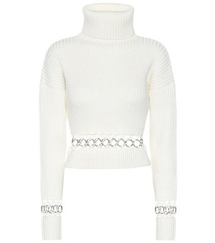 David Koma Eyelet Wool-blend Sweater
