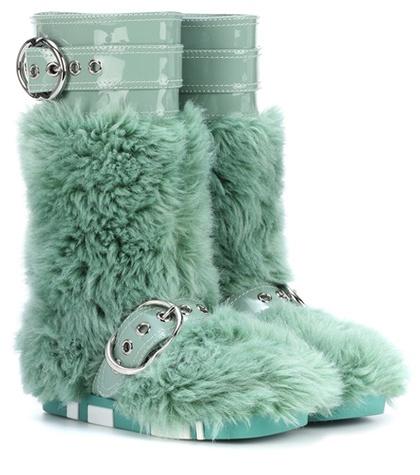Loewe Faux-fur And Patent Leather Boots