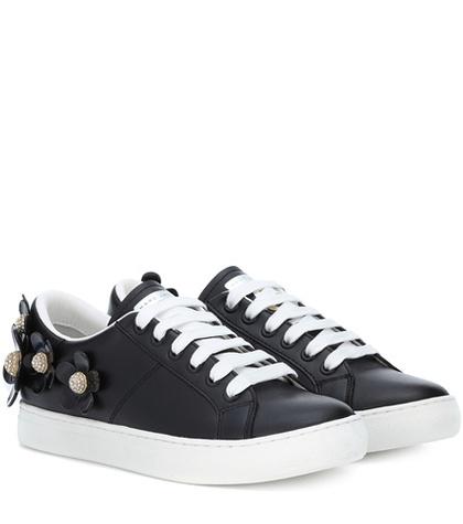 Marc Jacobs Flower-embellished Leather Sneakers