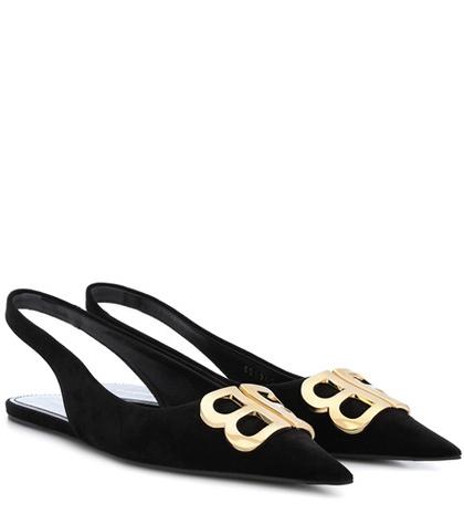 Balenciaga Bb Velvet Slingback Slippers