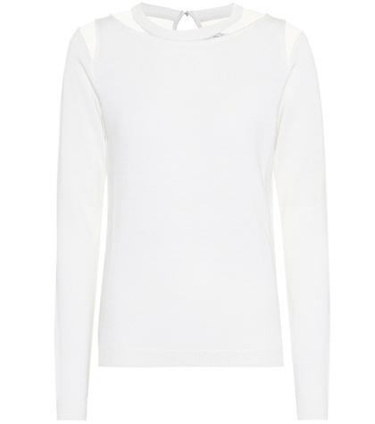 Oscar De La Renta Mesh-trimmed Wool Sweater