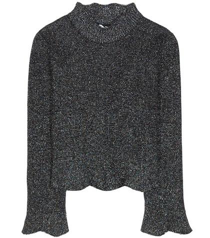 Balenciaga Knitted Metallic Cropped Sweater