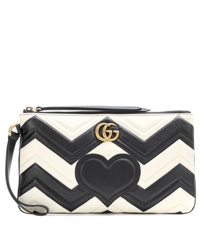 Gucci Gg Marmont Pouch Matelassé Leather Clutch