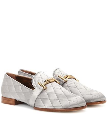Alessandra Rich Double T Satin Loafers