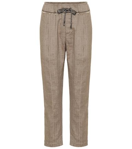Brunello Cucinelli Cotton And Linen Cropped Pants