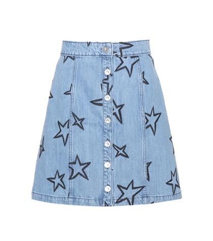 Tre Ccile Star-embroidered Denim Miniskirt