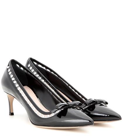Miu Miu Embellished Patent Leather Pumps