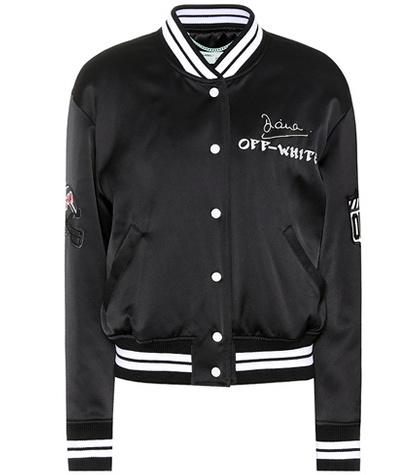 Off-white Satin Varsity Jacket