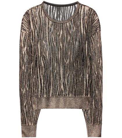 Frame Metallic Loose Knit Pullover