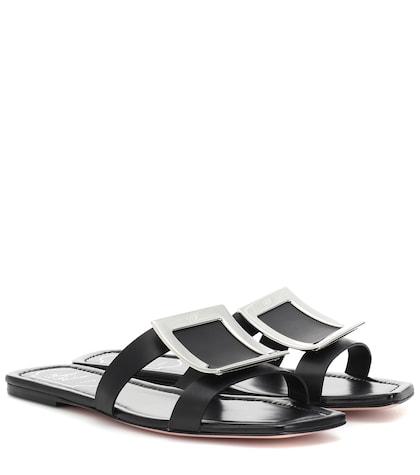 Roger Vivier Biki Viv' Leather Slides