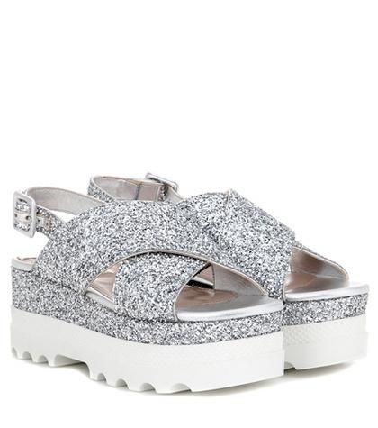 Prada Glitter Platform Sandals