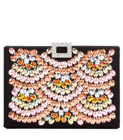 Roger Vivier Night Box Embellished Satin Clutch
