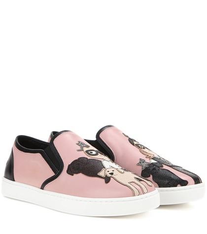Dolce & Gabbana Leather Slip-on Sneakers