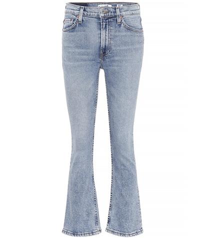 Norma Kamali Mid Rise Kick Flare Crop Jeans
