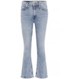 Norma Kamali Mid Rise Kick Flare Crop Jeans