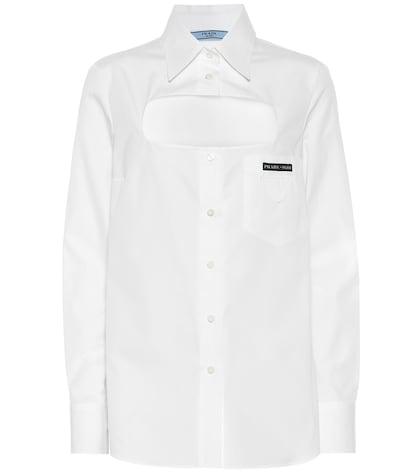 Prada Cut-out Cotton Poplin Shirt