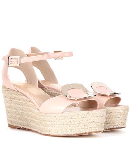 Rosie Assoulin Corda Chips Leather Espadrille Wedge Sandals