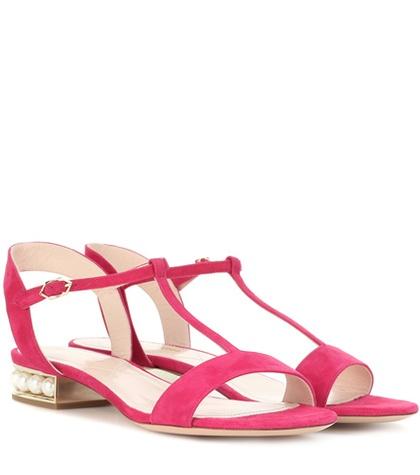 Nicholas Kirkwood Casati Pearl T-bar Suede Sandals