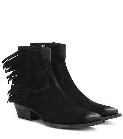 Saint Laurent Lukas Fringed Suede Ankle Boots