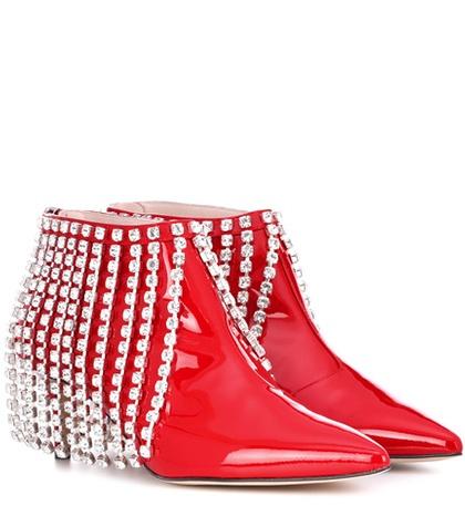Christopher Kane Crystal Patent Leather Ankle Boots