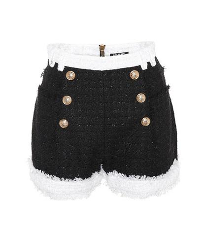 Balmain Frayed Trim Tweed Shorts