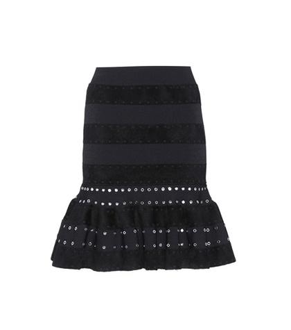 Alexander Mcqueen Embellished Knitted Skirt