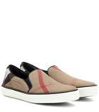 Burberry Gauden Check Leather-trimmed Slip-on Sneakers