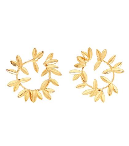 Oscar De La Renta Leaf Hoop Earrings