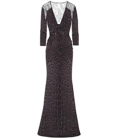 Roberto Cavalli Leopard-print And Lace Gown