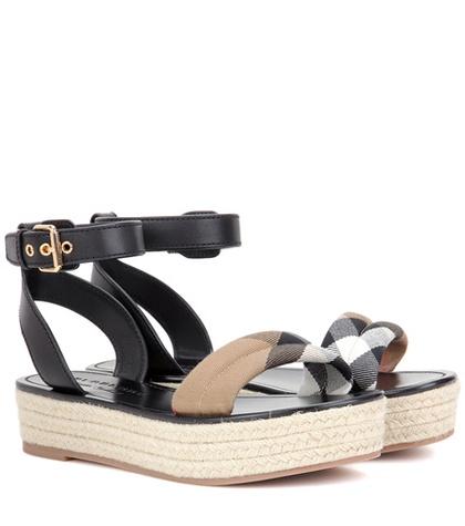 Burberry Parkeston Leather Espadrille Sandals