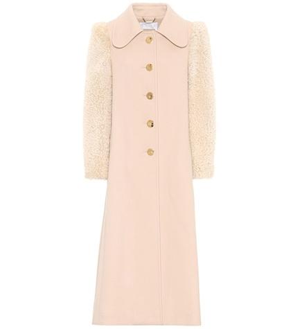 Chlo Shearling-sleeved Wool Coat