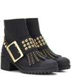 Fendi Whitchester Embellished Leather Ankle Boots