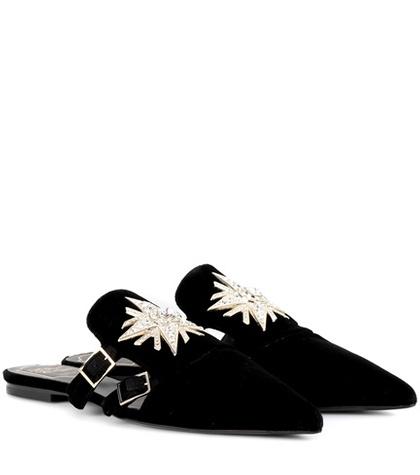 Roger Vivier Star Strass Velvet Slippers