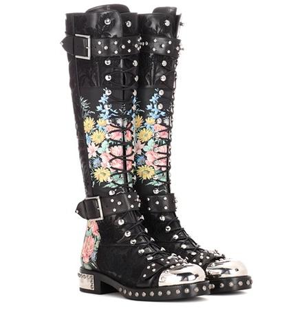 Alexander Mcqueen Embellished Leather Boots