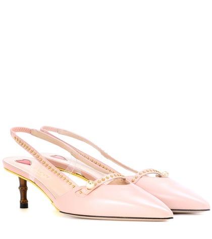 Gucci Embellished Slingback Leather Pumps