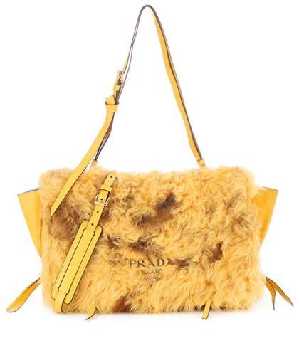 Prada Etiquette Leather-trimmed Fur Clutch