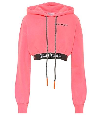 Palm Angels Cropped Cotton Hoodie