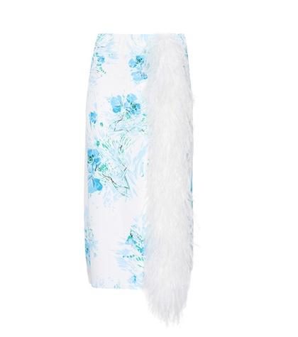 Brunello Cucinelli Exclusive To Mytheresa.com – Feather-trimmed Silk Skirt
